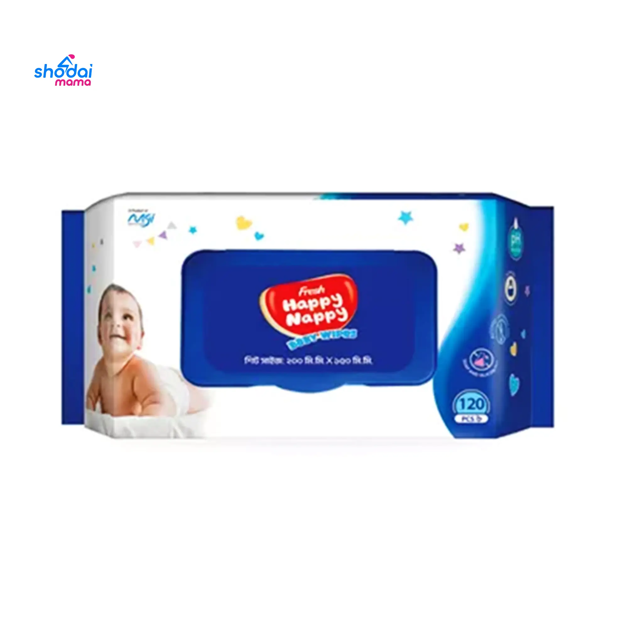 Happy Nappy Wipes 120ps Poly Pack